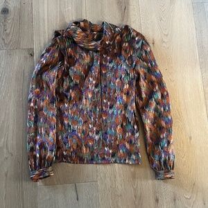 Vintage High Neck Fall Blouse - Size 8 / Fits Like Medium